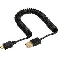 InLine Cavo Micro-USB 2.0, Spirale Estendibile, USB-A maschio / Micro-B maschi, pin dorati, nero, 3m
