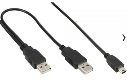 InLine Cavo Mini USB 2.0, Sdoppiatore Y, 2x Type A maschio a Type Mini-B maschio (5pol.), 3m