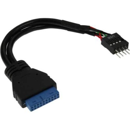 InLine Cavo adattatore USB 3.0 a USB 2.0 Interno, 19pin maschio (USB 3.0) a 2x4pin maschio (USB 2.0) , 0,15m