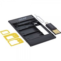 InLine SIM-BOX, contenitore stoccaggio trasporto moduli SIM, adattatori SD, Removal-Pin, OTG USB Card Reader