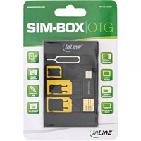 InLine SIM-BOX, contenitore stoccaggio trasporto moduli SIM, adattatori SD, Removal-Pin, OTG USB Card Reader
