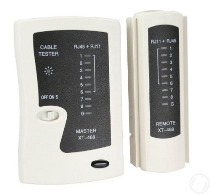 InLine Tester per cavi e cablaggi LAN (RJ45) S/UTP e U/UTP, Indicatore a 9 Led. Fornito con custodia