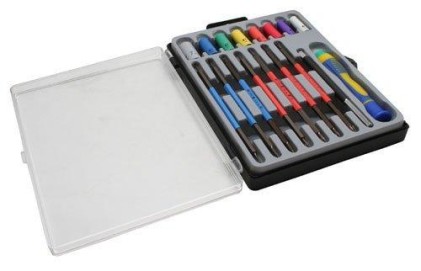 InLine Cacciaviti di precisione per micro elettronica, telefonia, oculistica con 22 punte intercambiabili