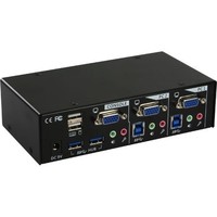 InLine KVM Switch, 2 porte, USB 3.0 VGA Audio, Hub USB 3.0, Kit cavi inclusi