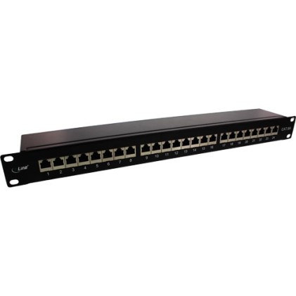 InLine Patch Panel Cat.6A 24-porte, 48,26cm (19"), 1HE, nero RAL 9005