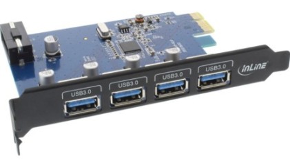 InLine Scheda USB 3.0 host controller, 4 porte, black edition, Staffa Low profile Inclusa, Chipset: VIA VLI805