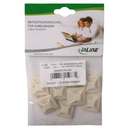 InLine Basette autoadesive 40x40mm per fascette da 10mm, colore neutro, 10pz