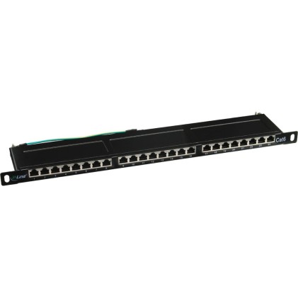 InLine Patch Panel Cat.6, 24-porte, 48,26cm (19"), 0.5HE, nero RAL9005