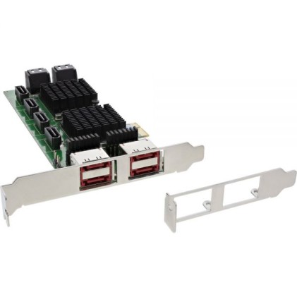 InLine Controller SATA, 8x SATA 6Gb/s + 4x eSATA, Scheda PCIe 2.0 (PCI-Express).