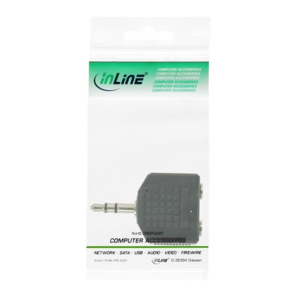 InLine Adattatore Audio, spina Jack 3,5mm a 2x presa Jack 3,5mm, Stereo, Sdoppiatore
