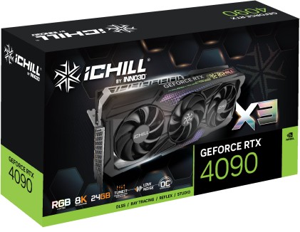 Inno3D Vga Geforce Rtx 4090,  Rtx 4090 Ichill X3, 24Gb Gddr6X, 3Dp/Hdmi