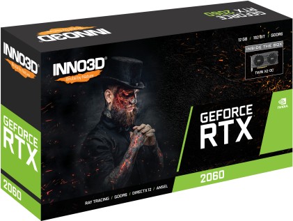 Inno3D Vga Geforce Rtx 2060, Rtx 2060 Twin X2 Oc, 12Gb Gddr6, 3Xdp/Hdmi
