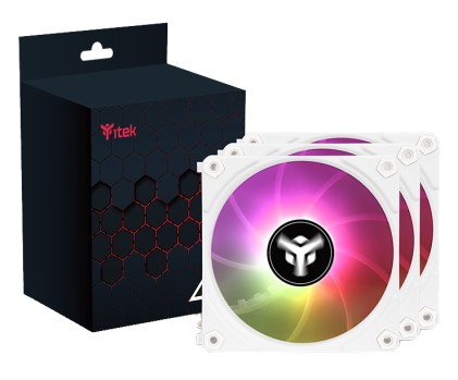 Itek Kit 3X Ventola Per Case Uw12 White - 12Cm,  Argb Sync 5V 3Pin, 4Pin Pwm, Senza Fili
