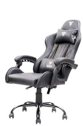itek Gaming Chair RHOMBUS PF10 - PVC,  Doppio Cuscino, Schienale  Reclinabile, Nero Nero