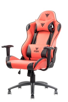 itek Sedia Gaming PLAYCOM PM20, PVC, Gaming Chair, Doppio Cuscino, Schienale Reclinabile, Rosso Nero