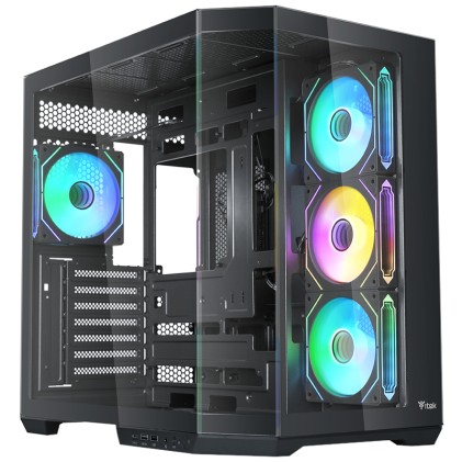 Itek Case Dark Cave Aku - Gaming  Tower, Atx, 4X12Cm Argb Fan, Usb3, Type-C, Temp Glass Side   Fron