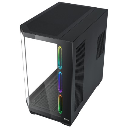 Itek Case Dark Cave Aku - Gaming  Tower, Atx, 4X12Cm Argb Fan, Usb3, Type-C, Temp Glass Side   Fron
