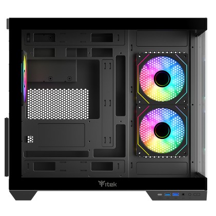 Itek Case Dark Cave Ds, Gaming Tower, Atx, 3X12Cm Argb Fan, 2Xusb3, Type-C, Side  Front Panel Temp