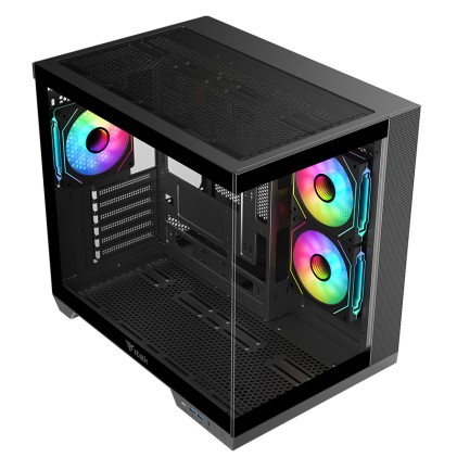 Itek Case Dark Cave Ds, Gaming Tower, Atx, 3X12Cm Argb Fan, 2Xusb3, Type-C, Side  Front Panel Temp