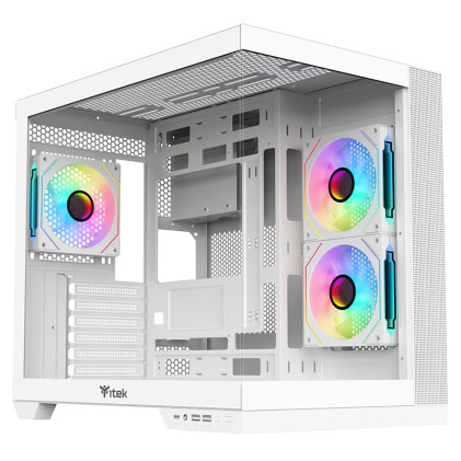 Itek Case Dark Cave Ds, Gaming Tower, Atx, 3X12Cm Argb Fan, 2Xusb3, Type-C, Side  Front Panel Temp