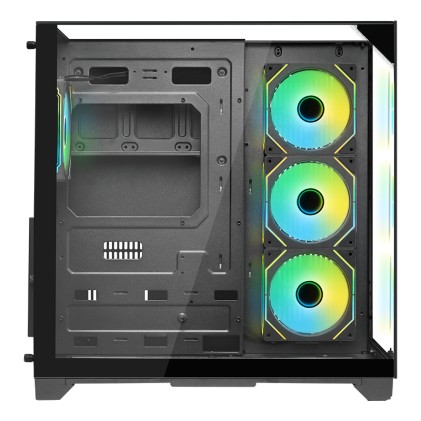 Itek Case Dark Cave Pano - Gaming  Tower, Atx, 4X12Cm Argb Fan, 2Xusb3, Type-C, Temp Glass Top,  Sid