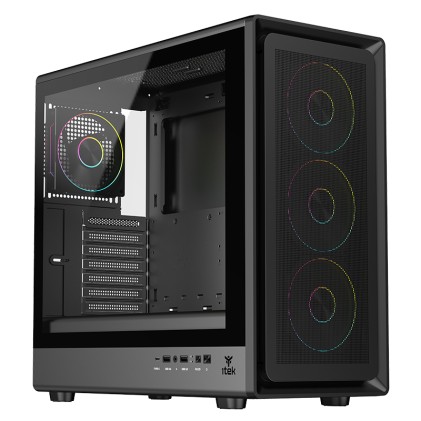 Itek Case Meshcore 36B  Gaming Tower Atx  4X14Cm Argb Fan  2Xusb3 Type-C Temp Glass Side Panel