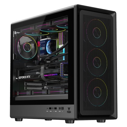 Itek Case Meshcore 36B  Gaming Tower Atx  4X14Cm Argb Fan  2Xusb3 Type-C Temp Glass Side Panel