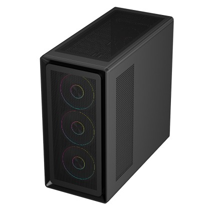 Itek Case Meshcore 36B  Gaming Tower Atx  4X14Cm Argb Fan  2Xusb3 Type-C Temp Glass Side Panel