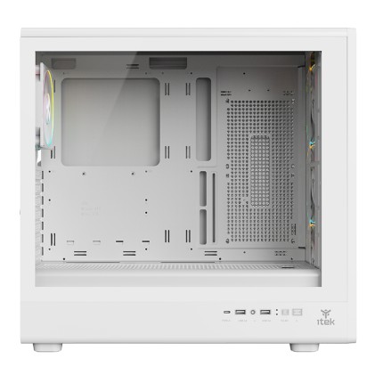 Itek Case Meshcore 36W Gaming Tower  Atx  4X14Cm Argb Fan 2Xusb3 Type-C Temp Glass Side Panel   Whi