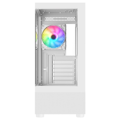 Itek Case Showbui 33W,Gaming Tower Atx, 12Cm Argb Fan, Usb3, Side  Front Panel Temp Glass, White