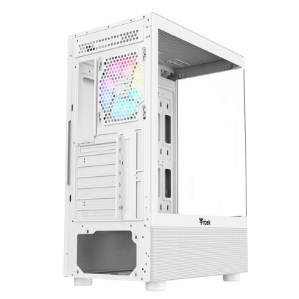 Itek Case Showbui 33W,Gaming Tower Atx, 12Cm Argb Fan, Usb3, Side  Front Panel Temp Glass, White