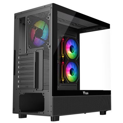 Itek Case Showbui 42B, Gaming Tower, Atx, 3X12Cm Argb Fan, 2Xusb3, Type-C, Side  Front Panel Temp G
