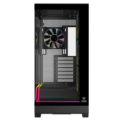 Case Showbui Wave 82B  Gaming Tower Atx 4X12Cm  Argb Fan 2Xusb3 Type-C Darker Temp Glass Side  Fron