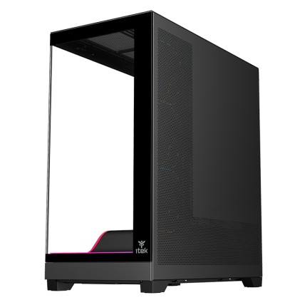 Case Showbui Wave 82B  Gaming Tower Atx 4X12Cm  Argb Fan 2Xusb3 Type-C Darker Temp Glass Side  Fron