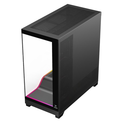 Case Showbui Wave 82B  Gaming Tower Atx 4X12Cm  Argb Fan 2Xusb3 Type-C Darker Temp Glass Side  Fron