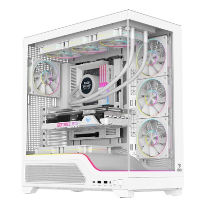 Case Showbui Wave 82W Gaming Tower Atx 4X12Cm Argb Fan  2Xusb3 Type-C Darker Temp Glass Side  Fron