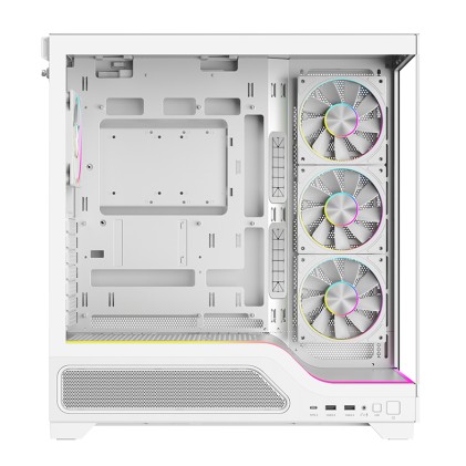 Case Showbui Wave 82W Gaming Tower Atx 4X12Cm Argb Fan  2Xusb3 Type-C Darker Temp Glass Side  Fron