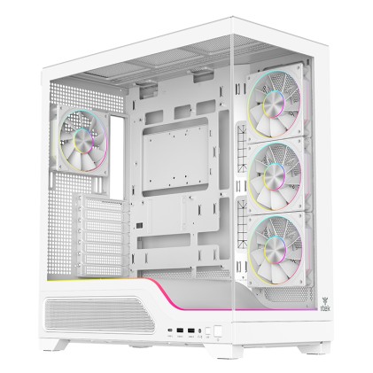 Case Showbui Wave 82W Gaming Tower Atx 4X12Cm Argb Fan  2Xusb3 Type-C Darker Temp Glass Side  Fron