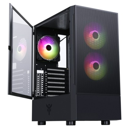 Itek Case Siisbe 3.0 - Gaming Middle Tower, 3X12Cm Argb Fan, Usb3, Side Panel Temp Glass With Hinge
