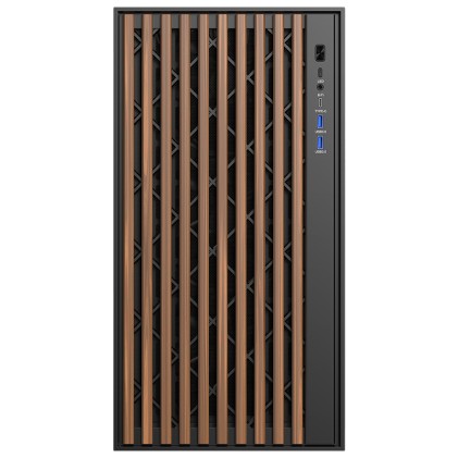Itek Case Woody, Gaming Tower, Atx, 3X12Cm Black Fan, 2Xusb3, Type-C,  Wood Front, Temp Glass Side P