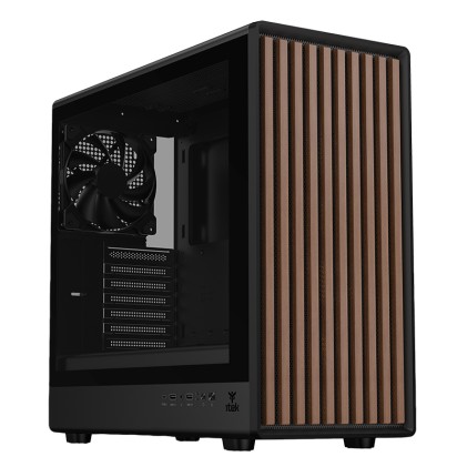 Case Woody W2B Gaming  Tower  Atx 4X14Cm Black Fan 2Xusb3 Type-C Wood Front Darker Temp Glass Side