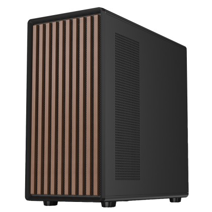 Case Woody W2B Gaming  Tower  Atx 4X14Cm Black Fan 2Xusb3 Type-C Wood Front Darker Temp Glass Side