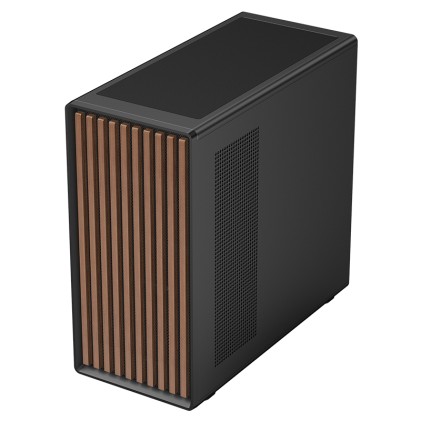 Case Woody W2B Gaming  Tower  Atx 4X14Cm Black Fan 2Xusb3 Type-C Wood Front Darker Temp Glass Side