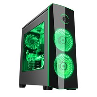 Itek Case Origin Gaming Mid Tower, Usb3, 2X12Cm Led  Fan, Window, Black Green