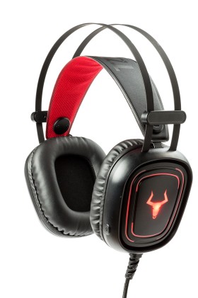 Itek Cuffie Gaming Taurus H321 - Led  Rosso, Microfono Invisibile,  Controllo Volume, Jack 3,5Mm