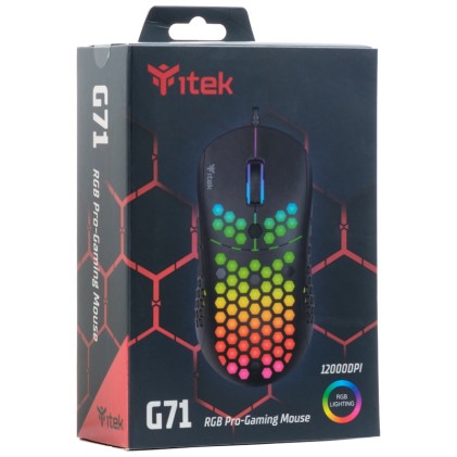 Itek Mouse Gaming 12000Dpi,  Rgb, Software, Sensore P3327, Leggero, A Nido Dape