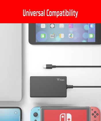 Itek Alimentatore Universale Per Notebook E Dispositivi Usb-C, Pd - 65W, Tecnologia  Gan, Superslim,