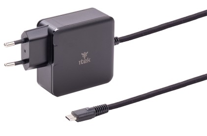 Itek Alimentatore A Muro Per Nb E Dispositivi Usb-C, Pd 65W, Gan