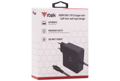 Itek Alimentatore A Muro Per Nb E Dispositivi Usb-C, Pd 100W, Gan