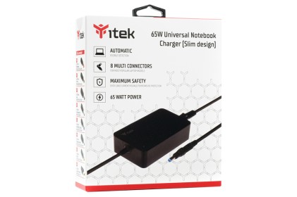 Itek Alimentatore Universale Per Notebook - 65W, 8 Connettori, Silm Design